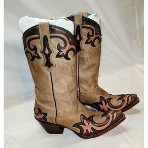 🔥TONY LAMA WOMEN'S Sz 8 1/3 VF 6017 DRESS WESTERN LEATHER BOOTS Tan Brown Rose